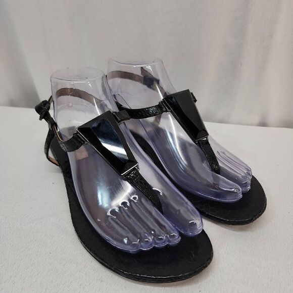 Michael Kors Collection Size 6.5 EU 37 Hanne Snakeskin Sandal Black - Picture 1 of 8